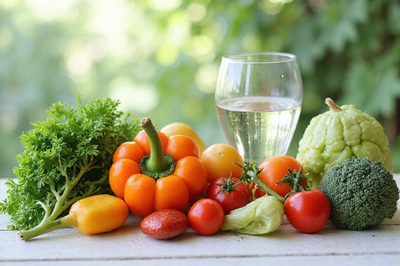 Immagine di verdure colorate e acqua