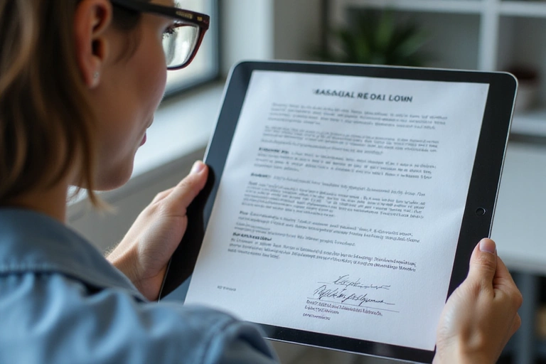 Persona che legge un documento con attenzione